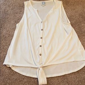 White Button and Tie Tank